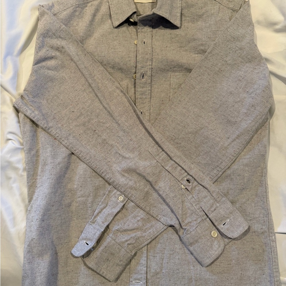 Taylor Stitch Men's Long-Sleeve Button-Down Shirt — Light Gray rainbow nep